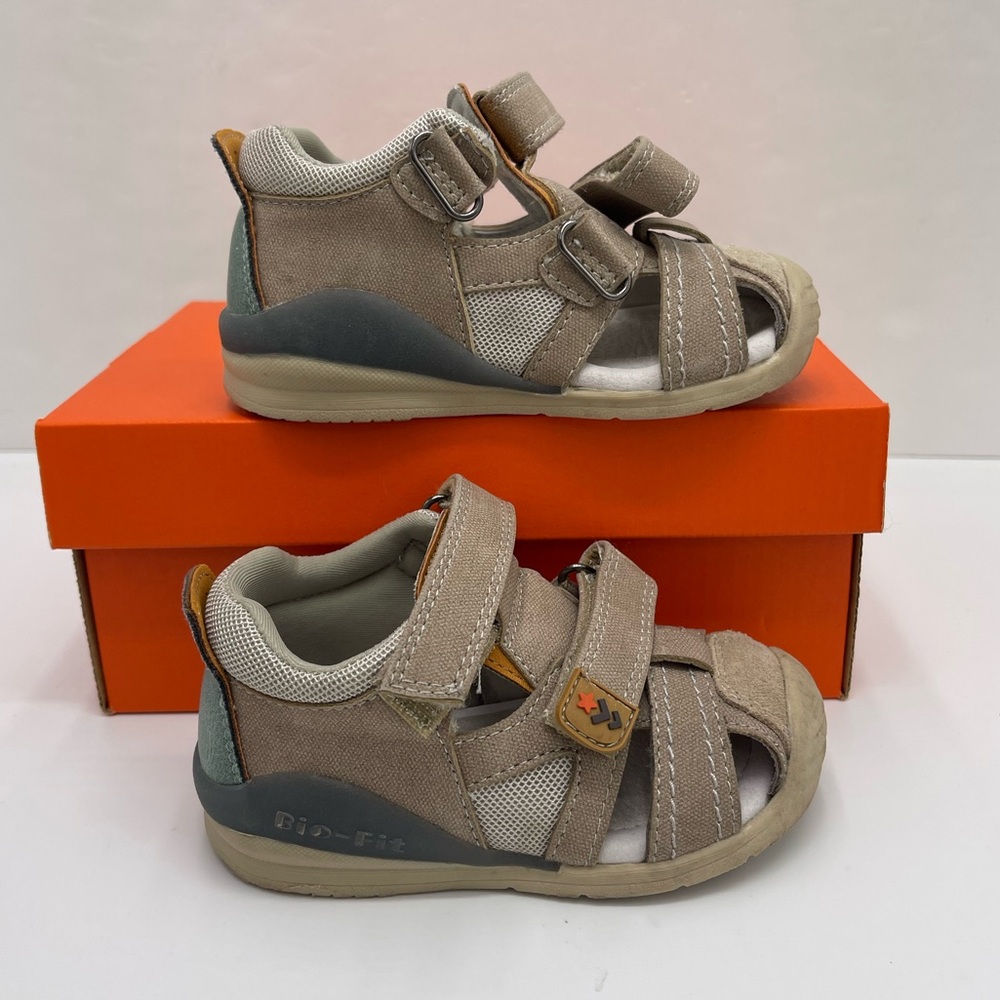 Kids Tan and Gray Sandals - Picture 1 of 16